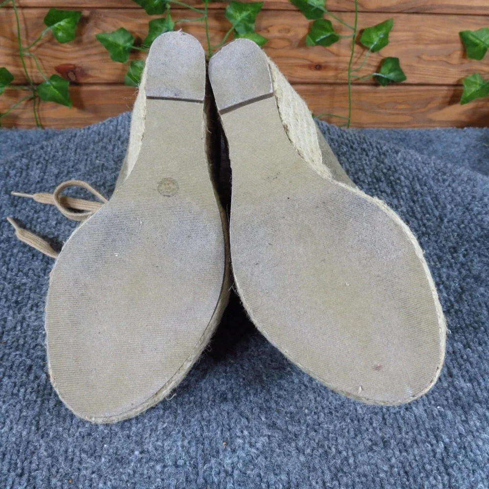 a.n.a 023-6071 Women‎ Espadrille Wedge Size 6M Summer Casual Olive Green Canvas
